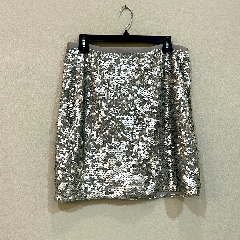 J. Crew Silver Sequin A-Line Mini Skirt